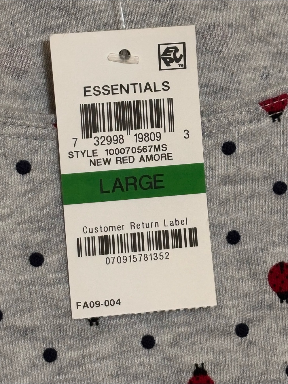 Karen Scott Gray Top with Red Ladybug and Black Dot Print Sz L NWT - Picture 4 of 7
